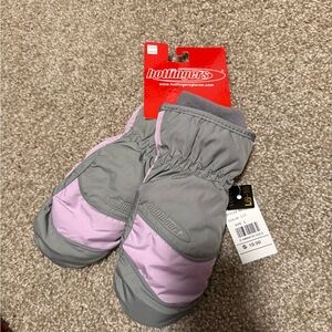 Kids' Gray and Pink Winter Gloves